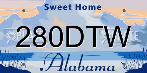 280DTW Alabama License Plate