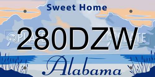 280DZW Alabama License Plate