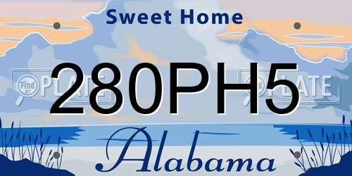 280PH5 Alabama License Plate