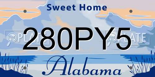 280PY5 Alabama License Plate