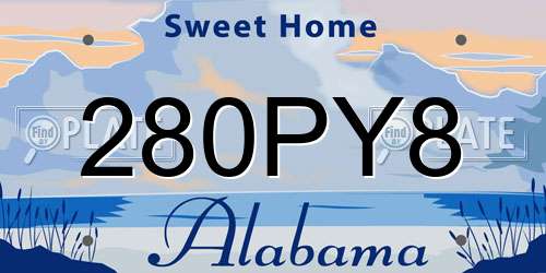 280PY8 Alabama License Plate