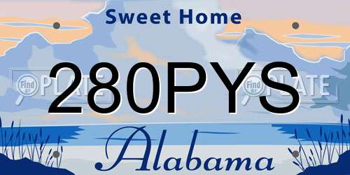 280PYS Alabama License Plate