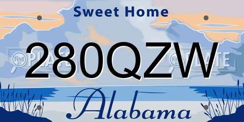 280QZW Alabama License Plate