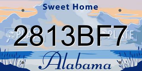 2813BF7 Alabama License Plate