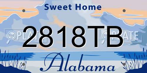 2818TB Alabama License Plate