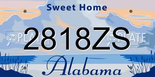 2818ZS Alabama License Plate