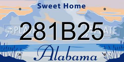 281B25 Alabama License Plate