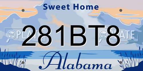 281BT8 Alabama License Plate