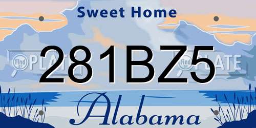 281BZ5 Alabama License Plate