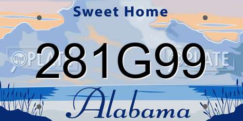 281G99 Alabama License Plate