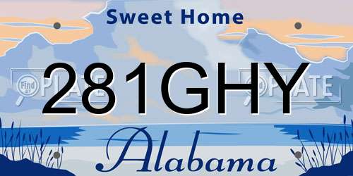 281GHY Alabama License Plate