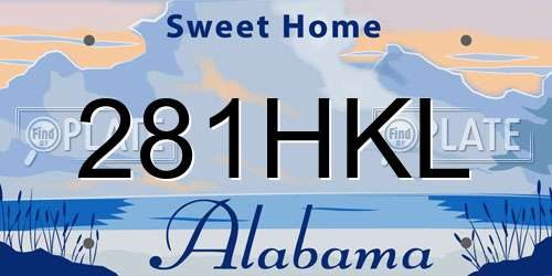281HKL Alabama License Plate