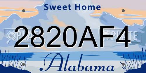 2820AF4 Alabama License Plate