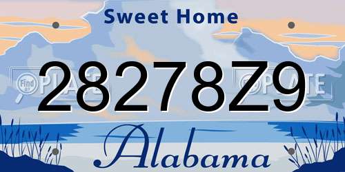 28278Z9 Alabama License Plate
