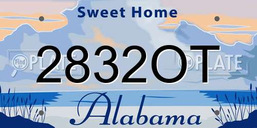 2832OT Alabama License Plate