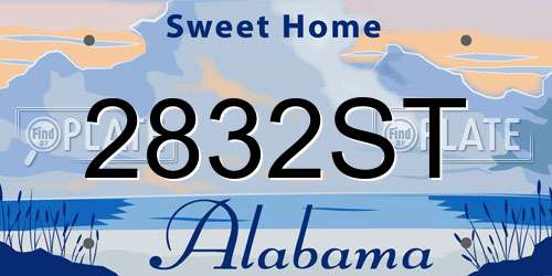 2832ST Alabama License Plate