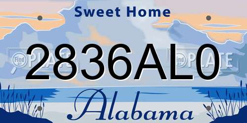 2836AL0 Alabama License Plate