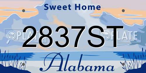 2837ST Alabama License Plate