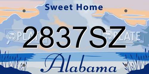 2837SZ Alabama License Plate