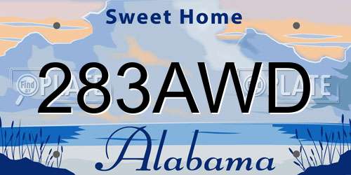 283AWD Alabama License Plate