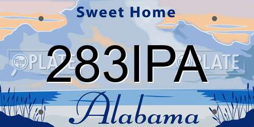 283IPA Alabama License Plate
