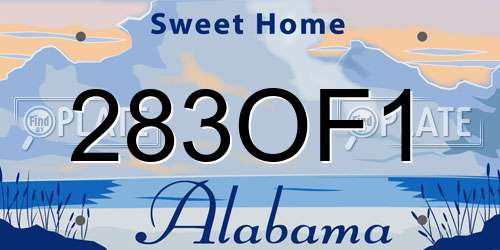 283OF1 Alabama License Plate