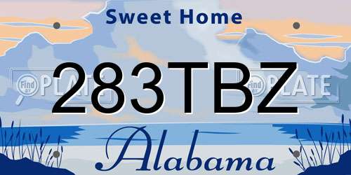 283TBZ Alabama License Plate