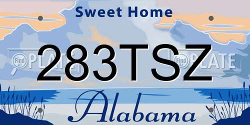 283TSZ Alabama License Plate