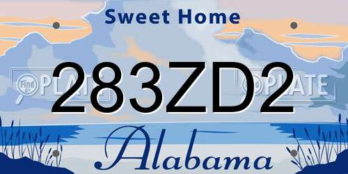 283ZD2 Alabama License Plate