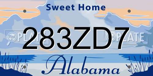 283ZD7 Alabama License Plate