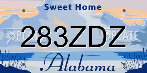 283ZDZ Alabama License Plate