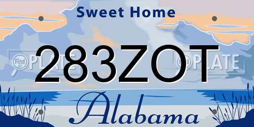 283ZOT Alabama License Plate