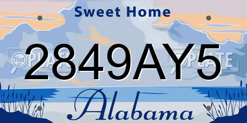 2849AY5 Alabama License Plate