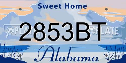 2853BT Alabama License Plate