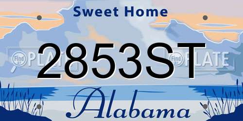 2853ST Alabama License Plate