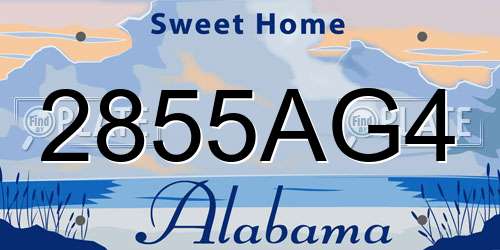 2855AG4 Alabama License Plate