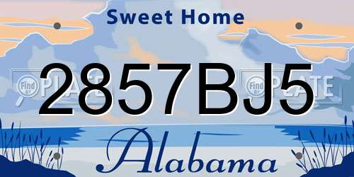 2857BJ5 Alabama License Plate