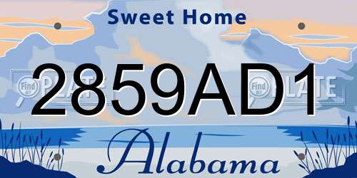 2859AD1 Alabama License Plate