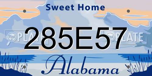 285E57 Alabama License Plate