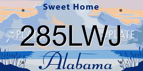 285LWJ Alabama License Plate