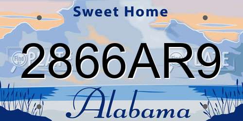 2866AR9 Alabama License Plate