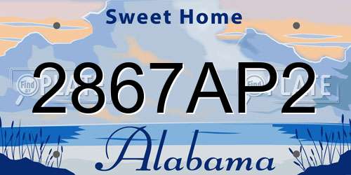 2867AP2 Alabama License Plate