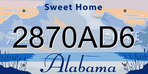 2870AD6 Alabama License Plate