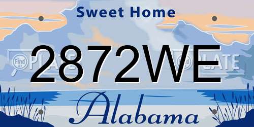 2872WE Alabama License Plate