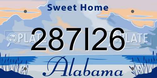 287I26 Alabama License Plate