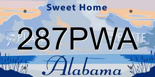 287PWA Alabama License Plate