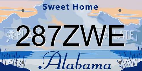 287ZWE Alabama License Plate