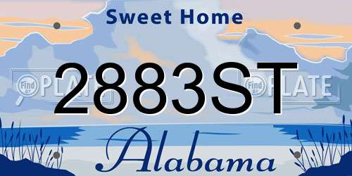 2883ST Alabama License Plate