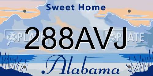 288AVJ Alabama License Plate