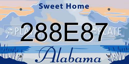 288E87 Alabama License Plate